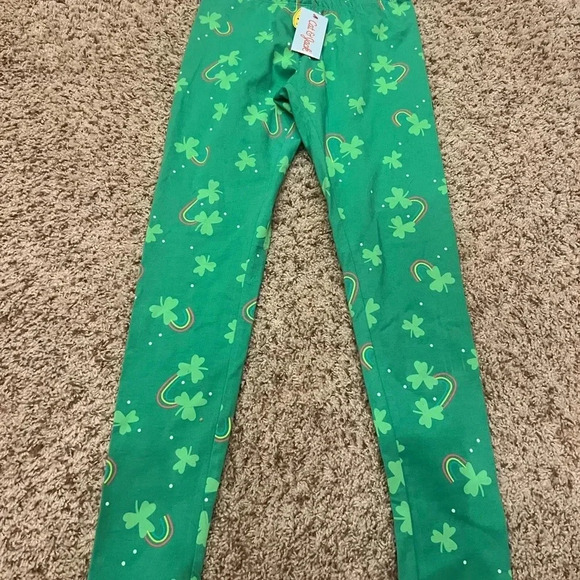 NWT new cat & jack large 10 12 st Patrick’s day green patty’s leggings shamrock - Picture 4 of 5